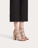 WOMEN'S VALENTINO GARAVANI ROCKSTUD METALLIC ANKLE STRAP SANDAL 90 MM CHAMPAGNE