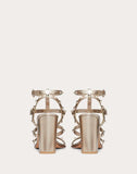 WOMEN'S VALENTINO GARAVANI ROCKSTUD METALLIC ANKLE STRAP SANDAL 90 MM CHAMPAGNE