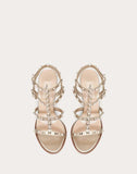 WOMEN'S VALENTINO GARAVANI ROCKSTUD METALLIC ANKLE STRAP SANDAL 90 MM CHAMPAGNE