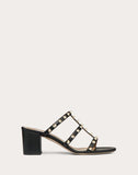 WOMEN'S VALENTINO GARAVANI ROCKSTUD CALFSKIN LEATHER SLIDE SANDAL 60 MM BLACK