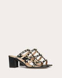 WOMEN'S VALENTINO GARAVANI ROCKSTUD CALFSKIN LEATHER SLIDE SANDAL 60 MM BLACK