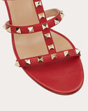 WOMEN'S VALENTINO GARAVANI ROCKSTUD CALFSKIN LEATHER SLIDE SANDAL 60 MM ROSSO VALENTINO