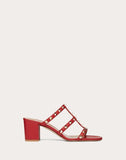 WOMEN'S VALENTINO GARAVANI ROCKSTUD CALFSKIN LEATHER SLIDE SANDAL 60 MM ROSSO VALENTINO