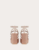 WOMEN'S VALENTINO GARAVANI ROCKSTUD ANKLE STRAP WEDGE SANDAL 95 MM POUDRE