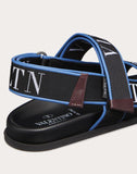 MEN'S VALENTINO GARAVANI CALFSKIN SANDAL WITH VLTN BAND BLUE