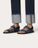 MEN'S VALENTINO GARAVANI CALFSKIN SANDAL WITH VLTN BAND BLUE
