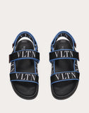 MEN'S VALENTINO GARAVANI CALFSKIN SANDAL WITH VLTN BAND BLUE