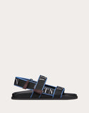 MEN'S VALENTINO GARAVANI CALFSKIN SANDAL WITH VLTN BAND BLUE