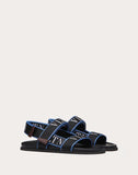 MEN'S VALENTINO GARAVANI CALFSKIN SANDAL WITH VLTN BAND BLUE