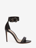WOMEN'S ALEXANDER McQUEEN MEDIEVAL BUCKLE SANDAL BLACK/SILVER