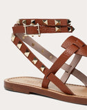 WOMEN'S VALENTINO GARAVANI GRAINY LEATHER ANKLE STRAP SANDAL 5 MM BROWN