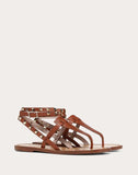 WOMEN'S VALENTINO GARAVANI GRAINY LEATHER ANKLE STRAP SANDAL 5 MM BROWN