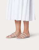 WOMEN'S VALENTINO GARAVANI ROCKSTUD FLAT SLIDE SANDAL WHITE