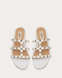WOMEN'S VALENTINO GARAVANI ROCKSTUD FLAT SLIDE SANDAL WHITE