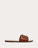 WOMEN'S VALENTINO GARAVANI GRAINY COWHIDE SLIP-ON SANDAL WITH VLOGO DETAIL 5MM TAN
