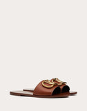 WOMEN'S VALENTINO GARAVANI GRAINY COWHIDE SLIP-ON SANDAL WITH VLOGO DETAIL 5MM TAN