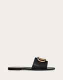 WOMEN'S VALENTINO GARAVANI GRAINY COWHIDE SLIP-ON SANDAL WITH VLOGO DETAIL 5MM BLACK