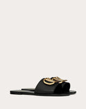WOMEN'S VALENTINO GARAVANI GRAINY COWHIDE SLIP-ON SANDAL WITH VLOGO DETAIL 5MM BLACK