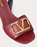 WOMEN'S VALENTINO GARAVANI GRAINY COWHIDE SANDAL WITH VLOGO DETAIL 60MM CHERRY