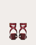 WOMEN'S VALENTINO GARAVANI GRAINY COWHIDE SANDAL WITH VLOGO DETAIL 60MM CHERRY