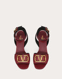 WOMEN'S VALENTINO GARAVANI GRAINY COWHIDE SANDAL WITH VLOGO DETAIL 60MM CHERRY