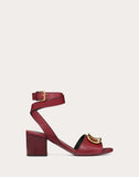 WOMEN'S VALENTINO GARAVANI GRAINY COWHIDE SANDAL WITH VLOGO DETAIL 60MM CHERRY