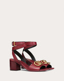 WOMEN'S VALENTINO GARAVANI GRAINY COWHIDE SANDAL WITH VLOGO DETAIL 60MM CHERRY