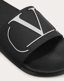 MEN'S VALENTINO GARAVANI VLOGO RUBBER SLIDER SANDAL BLACK