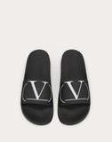 MEN'S VALENTINO GARAVANI VLOGO RUBBER SLIDER SANDAL BLACK