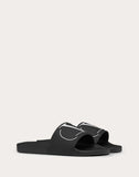 MEN'S VALENTINO GARAVANI VLOGO RUBBER SLIDER SANDAL BLACK