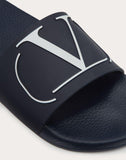 MEN'S VALENTINO GARAVANI VLOGO RUBBER SLIDER SANDAL BLUE