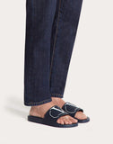 MEN'S VALENTINO GARAVANI VLOGO RUBBER SLIDER SANDAL BLUE