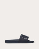 MEN'S VALENTINO GARAVANI VLOGO RUBBER SLIDER SANDAL BLUE