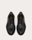 MEN'S VALENTINO GARAVANI SEMI-GLOSS CALFSKIN STUDDED DERBY BLACK