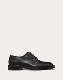 MEN'S VALENTINO GARAVANI SEMI-GLOSS CALFSKIN STUDDED DERBY BLACK