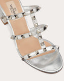 WOMEN'S VALENTINO GARAVANI ROCKSTUD METALLIC SLIDE SANDAL 60 MM SILVER