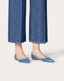 WOMEN'S VALENTINO GARAVANI ROCKSTUD CALFSKIN LEATHER BALLET FLAT BLUE