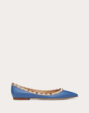 WOMEN'S VALENTINO GARAVANI ROCKSTUD CALFSKIN LEATHER BALLET FLAT BLUE