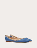 WOMEN'S VALENTINO GARAVANI ROCKSTUD CALFSKIN LEATHER BALLET FLAT BLUE