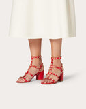 WOMEN'S VALENTINO GARAVANI ROCKSTUD CAGED SANDAL 60MM PURE RED