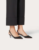 WOMEN'S VALENTINO GARAVANI ROCKSTUD MESH SLINGBACK PUMP 50 MM BLACK