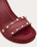 WOMEN'S VALENTINO GARAVANI WEDGE SANDAL WITH STUD DETAILS 115 MM CHERRY