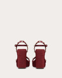 WOMEN'S VALENTINO GARAVANI WEDGE SANDAL WITH STUD DETAILS 115 MM CHERRY