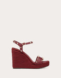 WOMEN'S VALENTINO GARAVANI WEDGE SANDAL WITH STUD DETAILS 115 MM CHERRY