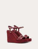 WOMEN'S VALENTINO GARAVANI WEDGE SANDAL WITH STUD DETAILS 115 MM CHERRY