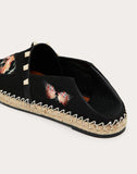 WOMEN'S VALENTINO GARAVANI CANVAS ESPADRILLE WITH BUTTERFLY EMBROIDERY BLACK