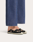 WOMEN'S VALENTINO GARAVANI CANVAS ESPADRILLE WITH BUTTERFLY EMBROIDERY BLACK