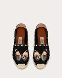 WOMEN'S VALENTINO GARAVANI CANVAS ESPADRILLE WITH BUTTERFLY EMBROIDERY BLACK
