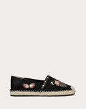 WOMEN'S VALENTINO GARAVANI CANVAS ESPADRILLE WITH BUTTERFLY EMBROIDERY BLACK
