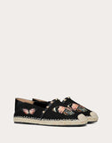 WOMEN'S VALENTINO GARAVANI CANVAS ESPADRILLE WITH BUTTERFLY EMBROIDERY BLACK